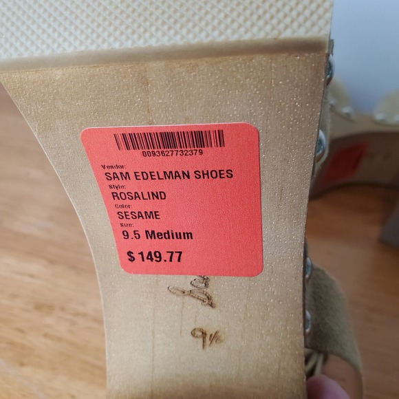 Sam Edelman Rosalind Suede Leather Beige Chunky Platform Sandal Square Toe Clog - Picture 8 of 12